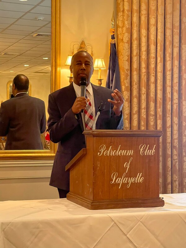 Dr Ben Carson speaking to LAGOP at the Petroleum Club