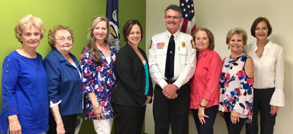 Title: March 28, 2018 Meeting
Club: Saint Charles RW
Description: The March meeting for the Republican Women of St Charles Parish was held at the Westbank Library on Wednesday evening March 28, 2018. The guest speaker was Mr Armond Bourque, Sr. Regarding the upcoming fire department mileage renewal. Pictured below are: Rita Carlson, Louise Broach Fisher, Kim Favaloro, Katina Summers, Armond Bourque, Sr., Mary Clulee, Debbie Deal, and Alice Champagne. For more information, please contact membership chairman Kim Favaloro, 504-460-2939.